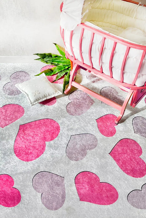Kids Pink Rug – Digital Print Children's Carpet | Non Slip, Antibacterial, Washable Floor Mat