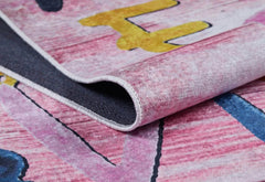 Kids Pink Rug - Digital Print Children's Carpet | Non Slip, Antibacterial, Washable Playroom Mat