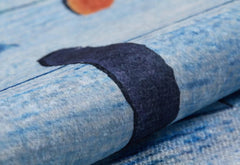 Kids Digital Print Rug – Blue Figured Pattern, Non Slip & Antibacterial Carpet