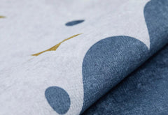 Kids Digital Print Rug – Blue Figured Pattern, Non Slip & Antibacterial Carpet