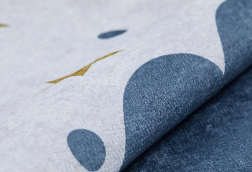 Kids Digital Print Rug – Blue Figured Pattern, Non Slip & Antibacterial Carpet