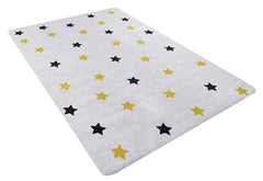 Kids Digital Print Rug – White Figured Non Slip Washable Carpet for Children’s Room
