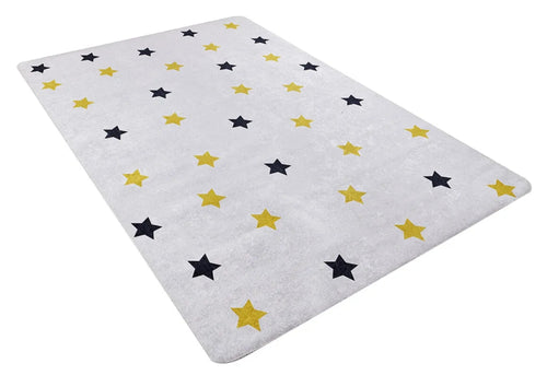 Kids Digital Print Rug – White Figured Non Slip Washable Carpet for Children’s Room