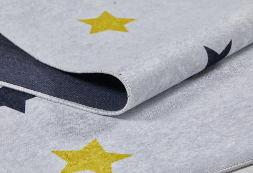 Kids Digital Print Rug – White Figured Non Slip Washable Carpet for Children’s Room