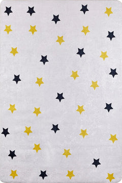 Kids Digital Print Rug – White Figured Non Slip Washable Carpet for Children’s Room