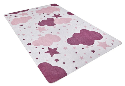 Kids Digital Print Rug – White Sky Design | Non Slip, Antibacterial Playroom Carpet