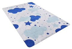 Kids Digital Print Rug – Blue Turfan Style Carpet With Non Slip & Washable Design