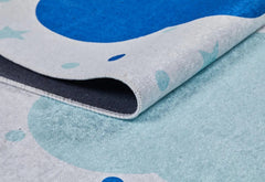 Kids Digital Print Rug – Blue Turfan Style Carpet With Non Slip & Washable Design