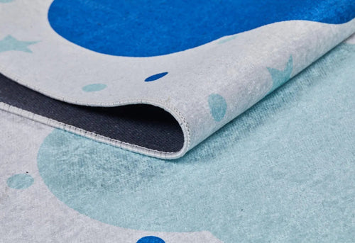 Kids Digital Print Rug – Blue Turfan Style Carpet With Non Slip & Washable Design