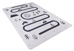 Kids Digital Print Rug – Grey Figured Design, Non-Slip Antibacterial Carpet
