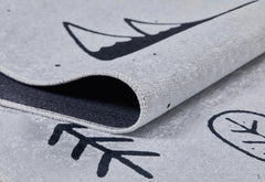 Kids Digital Print Rug – Grey Figured Design, Non-Slip Antibacterial Carpet