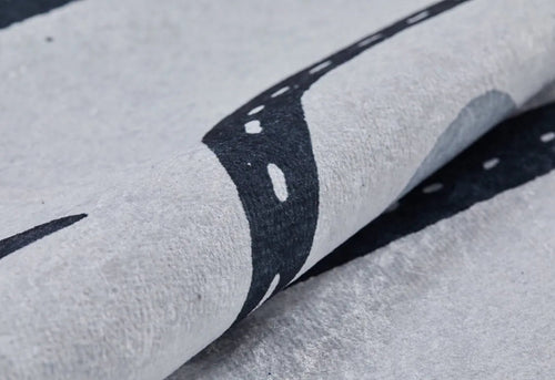 Kids Digital Print Rug – Grey Figured Design, Non-Slip Antibacterial Carpet