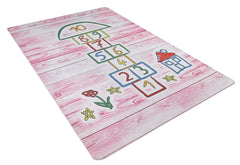 Kids Pink Rug - Digital Print Figured Carpet | Non Slip, Antibacterial Playroom Mat