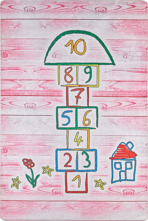 Kids Pink Rug - Digital Print Figured Carpet | Non Slip, Antibacterial Playroom Mat