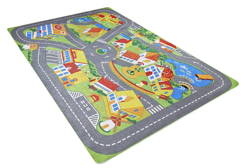 Kids Digital Print Rug - Gray Figured Design, Antibacterial Non Slip Carpet