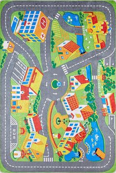 Kids Digital Print Rug - Gray Figured Design, Antibacterial Non Slip Carpet