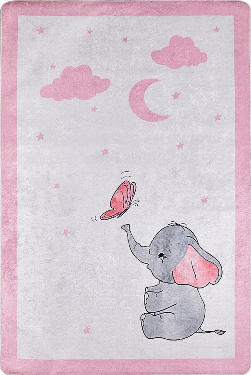 Kids Pink Rug - Digital Print Carpet With Non Slip, Antibacterial Features