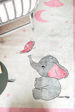 Kids Pink Rug - Digital Print Carpet With Non Slip, Antibacterial Features