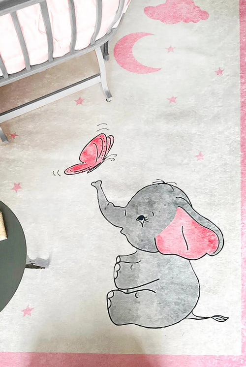 Kids Pink Rug - Digital Print Carpet With Non Slip, Antibacterial Features