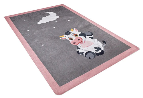 Cangsa Grey Figured Digital Print Kids Rug