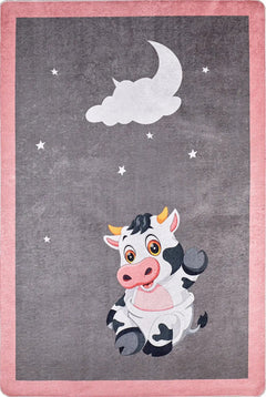 Cangsa Grey Figured Digital Print Kids Rug