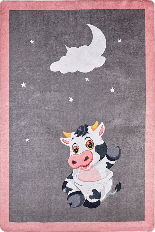 Cangsa Grey Figured Digital Print Kids Rug