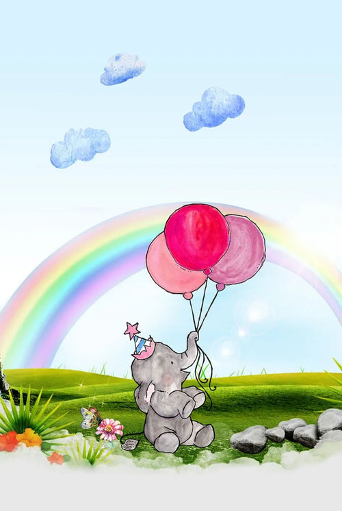 Kids Digital Print Rug – Grey Figured Children's Area Rug, Non Slip & Antibacterial