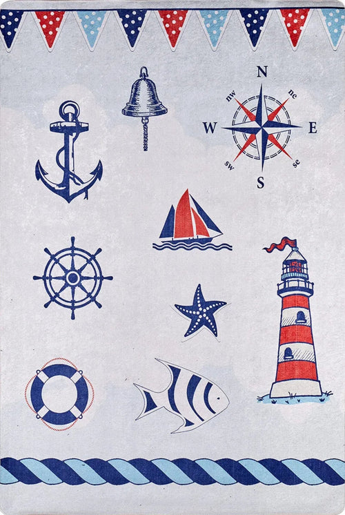 Kids Grey Rug – Non Slip Antibacterial Digital Print Carpet for Playroom Floor