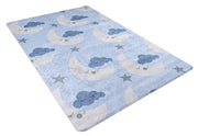 Kids Digital Print Rug - Blue Figured Design, Non Slip Antibacterial Carpet