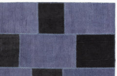 Teselya 0313 Blue Patchwork Wool Handmade Area Rug 5'3" x 7'7"
