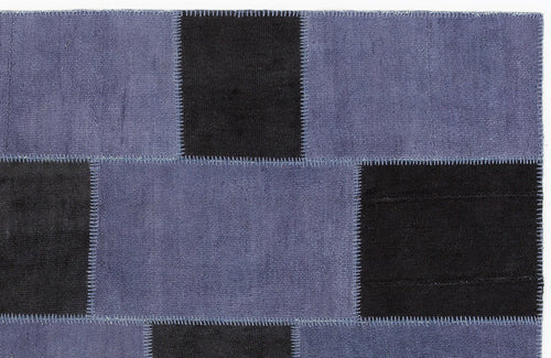 Teselya 0313 Blue Patchwork Wool Handmade Area Rug 5'3" x 7'7"