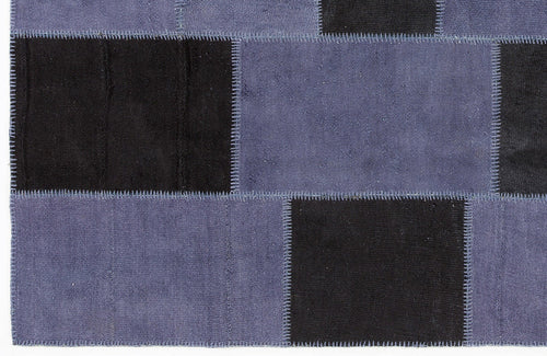 Teselya 0313 Blue Patchwork Wool Handmade Area Rug 5'3" x 7'7"