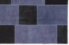 Teselya 0313 Blue Patchwork Wool Handmade Area Rug 5'3" x 7'7"