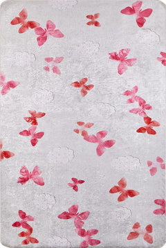 Kids Digital Print Rug - White Figured Antibacterial Non Slip Carpet