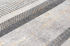 Grey Striped Area Rug | Cotton Chenille Digital Print Carpet by Pia Monte