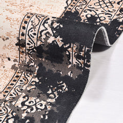 Chenille Kilim Rug - Washable Non Slip Black Frame Area Rug for Living Room