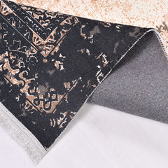 Chenille Kilim Rug - Washable Non Slip Black Frame Area Rug for Living Room