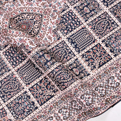 Chenille Area Rug - Washable Non Slip Cream Frame Rug With Kilim Design