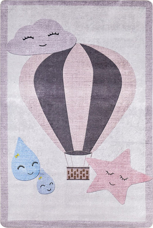 Kids Pink Rug - Digital Print Non Slip Washable Carpet for Children's Playroom