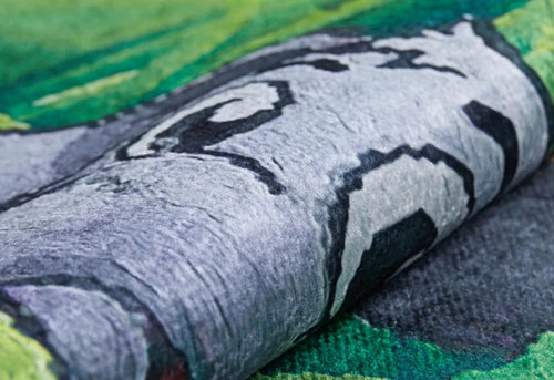 Kids Digital Print Rug – Green Figured Antibacterial Non Slip Children's Area Rug