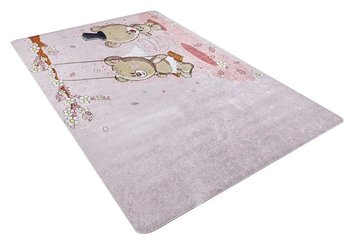 Kids Pink Rug - Digital Print Figured Children's Carpet | Non Slip, Antibacterial, Washable
