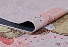 Kids Pink Rug - Digital Print Figured Children's Carpet | Non Slip, Antibacterial, Washable