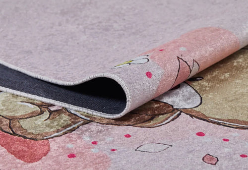 Kids Pink Rug - Digital Print Figured Children's Carpet | Non Slip, Antibacterial, Washable
