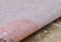 Kids Pink Rug - Digital Print Figured Children's Carpet | Non Slip, Antibacterial, Washable