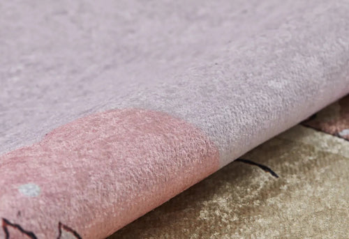 Kids Pink Rug - Digital Print Figured Children's Carpet | Non Slip, Antibacterial, Washable