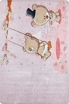 Kids Pink Rug - Digital Print Figured Children's Carpet | Non Slip, Antibacterial, Washable