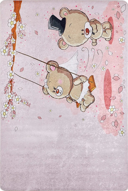 Kids Pink Rug - Digital Print Figured Children's Carpet | Non Slip, Antibacterial, Washable