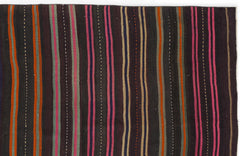 Girit Brown Striped Wool Handmade Area Rug 5'0" x 6'8"