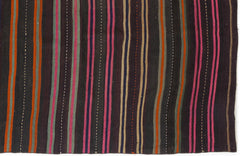 Girit Brown Striped Wool Handmade Area Rug 5'0" x 6'8"