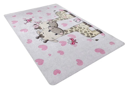 Kids Pink Rug – Figured Digital Print Non Slip Washable Area Carpet